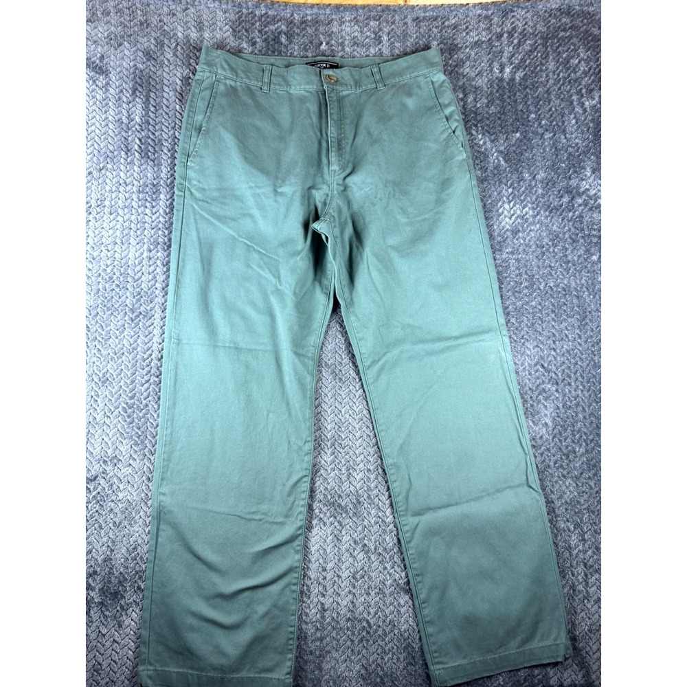 Forever 21 Chino Pants Mens 36 Sage Green Cotton Casual High Rise Straight Leg